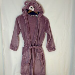 LLBean kids cozy animal robe animal teddy bear soft kids size small plush purple